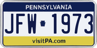 PA license plate JFW1973