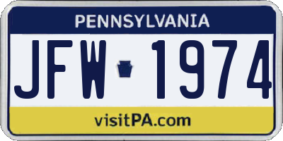 PA license plate JFW1974