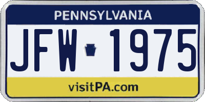 PA license plate JFW1975