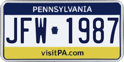 PA license plate JFW1987