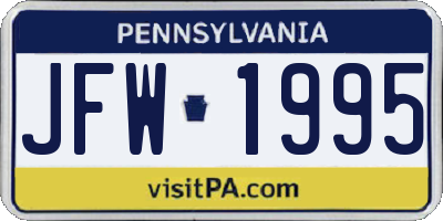 PA license plate JFW1995