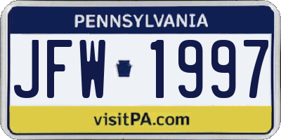 PA license plate JFW1997