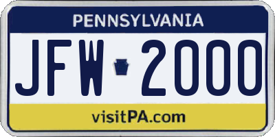 PA license plate JFW2000