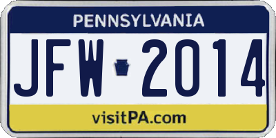PA license plate JFW2014