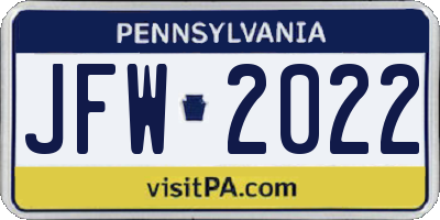 PA license plate JFW2022