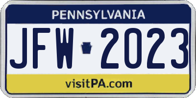 PA license plate JFW2023