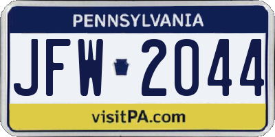 PA license plate JFW2044