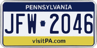 PA license plate JFW2046