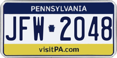 PA license plate JFW2048