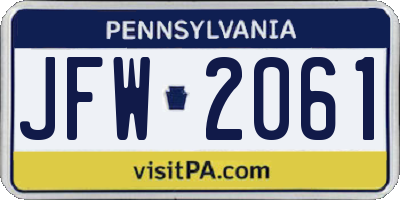PA license plate JFW2061