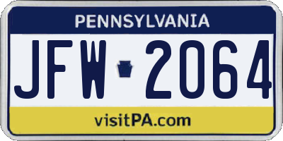 PA license plate JFW2064