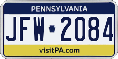 PA license plate JFW2084