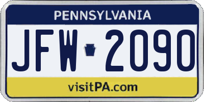 PA license plate JFW2090