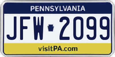 PA license plate JFW2099