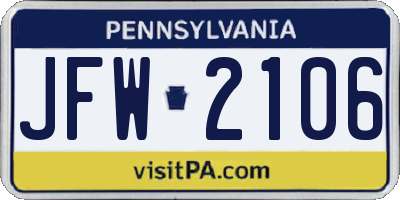 PA license plate JFW2106