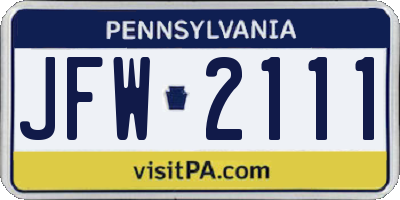 PA license plate JFW2111