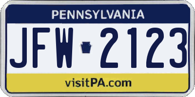 PA license plate JFW2123