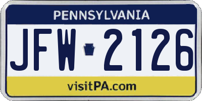 PA license plate JFW2126