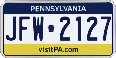 PA license plate JFW2127