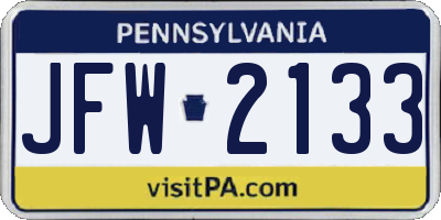 PA license plate JFW2133