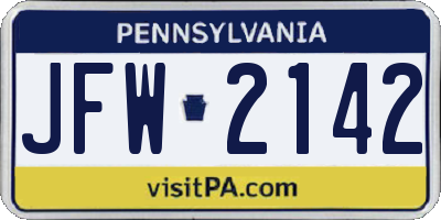 PA license plate JFW2142