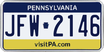 PA license plate JFW2146