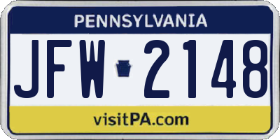 PA license plate JFW2148