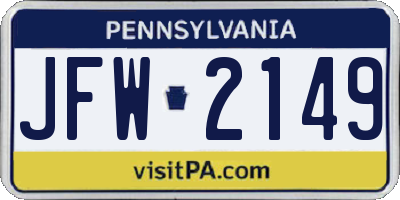 PA license plate JFW2149