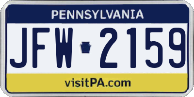 PA license plate JFW2159