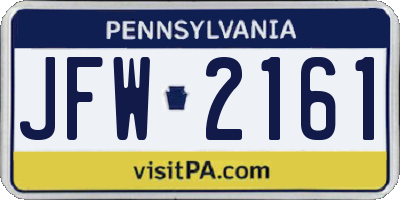 PA license plate JFW2161