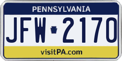 PA license plate JFW2170