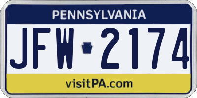PA license plate JFW2174