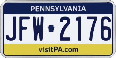 PA license plate JFW2176