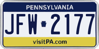 PA license plate JFW2177