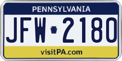 PA license plate JFW2180