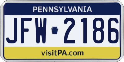 PA license plate JFW2186