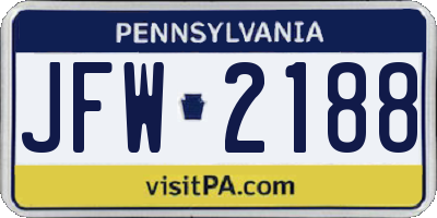 PA license plate JFW2188