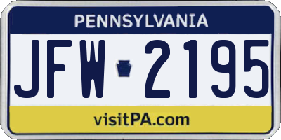 PA license plate JFW2195