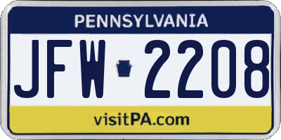 PA license plate JFW2208