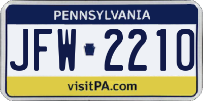 PA license plate JFW2210