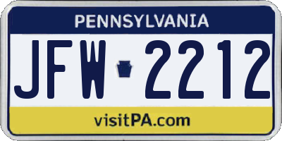 PA license plate JFW2212