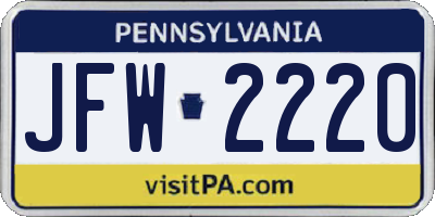 PA license plate JFW2220