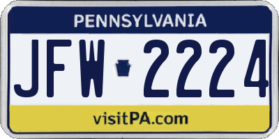 PA license plate JFW2224