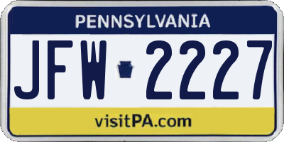 PA license plate JFW2227
