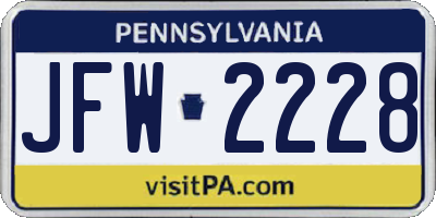 PA license plate JFW2228