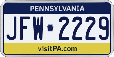 PA license plate JFW2229