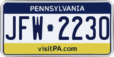 PA license plate JFW2230