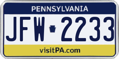 PA license plate JFW2233