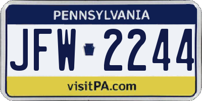 PA license plate JFW2244