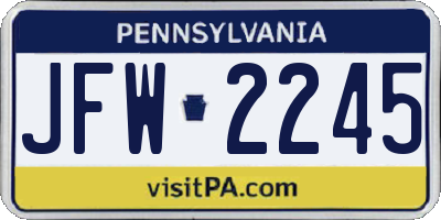 PA license plate JFW2245